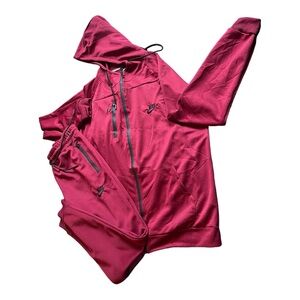 Burgundy/Red Nike sweatsuit, w/hoodie, unisex sz LG jacket slightly oversized